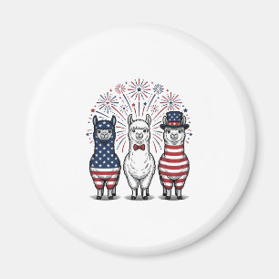 Patriottische Llama-Vuurwerk Vintage Vector T-shir Magneet