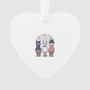 Patriottische Llama-Vuurwerk Vintage Vector T-shir Ornament