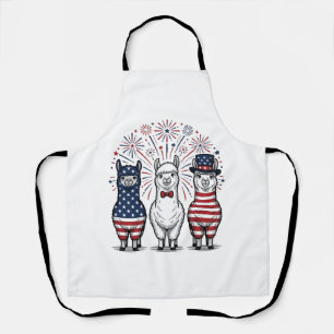 Patriottische Llama-Vuurwerk Vintage Vector T-shir Schort