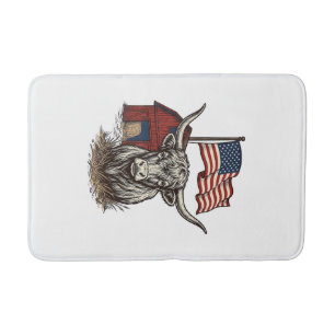 Patriottische Longhorn Koe en Rode Schuur Vectoron Badmat