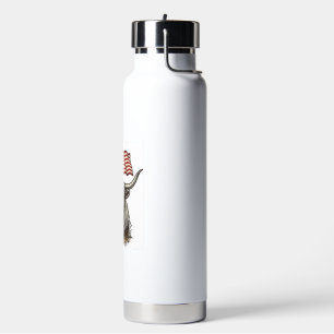 Patriottische Longhorn Koe en Rode Schuur Vectoron Waterfles
