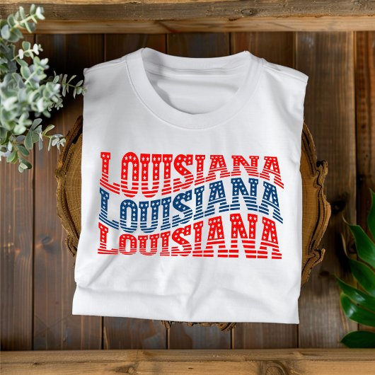 Patriottische Louisiana Rood en Blauw Boho T-shirt