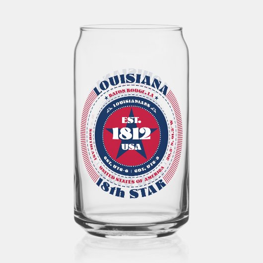 Patriottische Louisiana Typography Drinkware Set Blikvorm Glas (Voorkant)