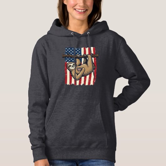 Patriottische Luiaard Vintage Gravure Shirt Ontwer (Voorkant)
