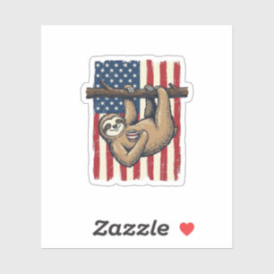 Patriottische Luiaard Vintage Gravure Shirt Ontwer Sticker