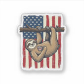 Patriottische Luiaard Vintage Gravure Shirt Ontwer Sticker (Voorkant)