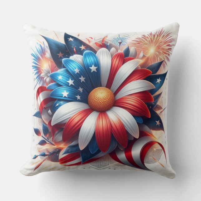 Patriottische madeliefjes en vuurwerk kussen (Voorkant)