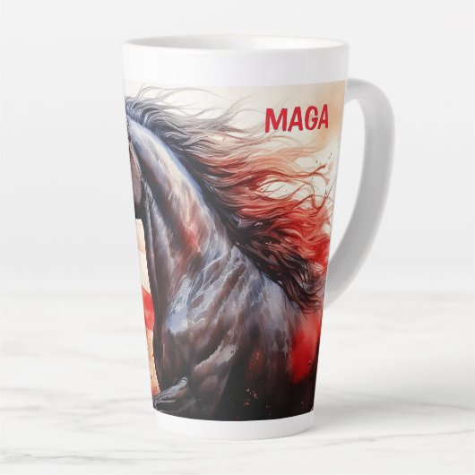 Patriottische MAGA met vlag en paard Latte Mok (Rechterhoek)