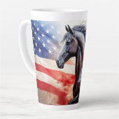 Patriottische MAGA met vlag en paard Latte Mok (Linkerhoek)