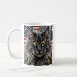 Patriottische Maine Coon Cat Koffiemok