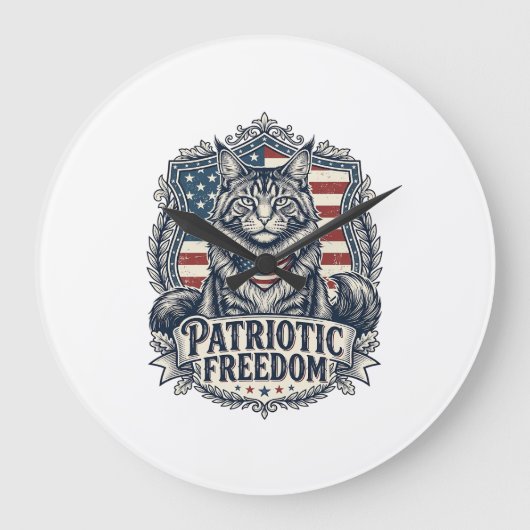 Patriottische Maine Coon Kat Grote Klok (Voorkant)