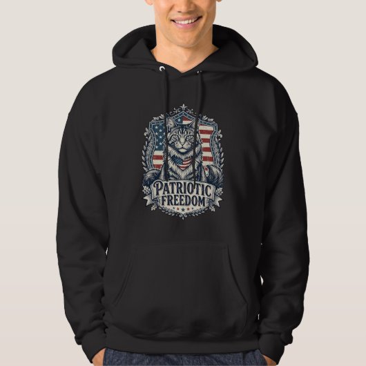 Patriottische Maine Coon Kat Hoodie (Voorkant)