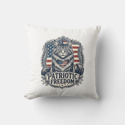 Patriottische Maine Coon Kat Kussen (Voorkant)