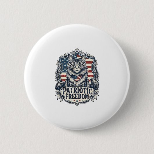 Patriottische Maine Coon Kat Ronde Button 5,7 Cm (Voorkant)