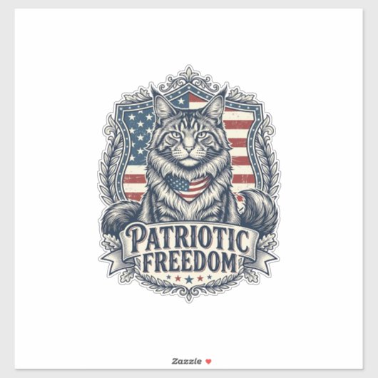Patriottische Maine Coon Kat Sticker (Vel)