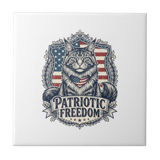 Patriottische Maine Coon Kat Tegeltje (Voorkant)