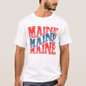 Patriottische Maine Rood en Blauw Boho T-shirt (Voorkant)