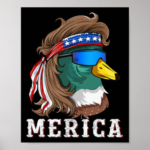 Patriottische Mallard Duck Hunting American Waterf Poster