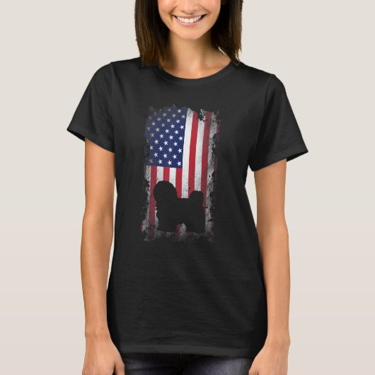 Patriottische Maltese Amerikaanse vlag Cool Dog T-shirt (Voorkant)