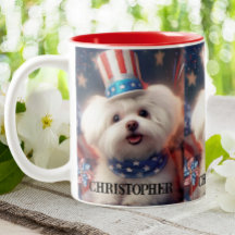 Patriottische Maltese Puppy Dog USA vlag gepersona