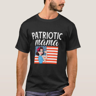 Patriottische Mama Schattige 4 juli Amerikaanse Vl T-shirt