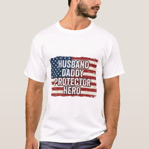 Patriottische man papa beschermer held vlag shirt 