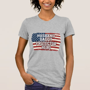 Patriottische man papa beschermer held vlag shirt 
