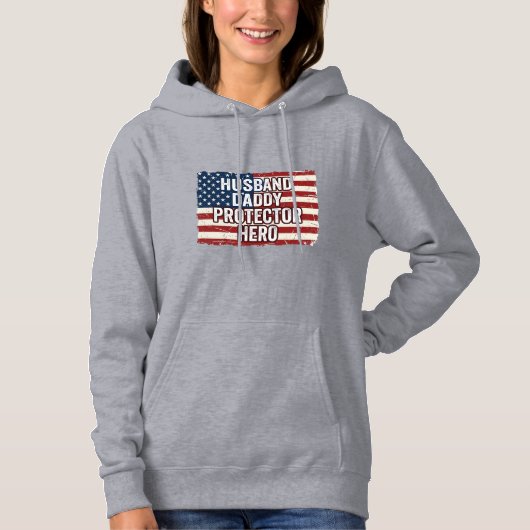 Patriottische man papa beschermer held vlag shirt  (Voorkant)