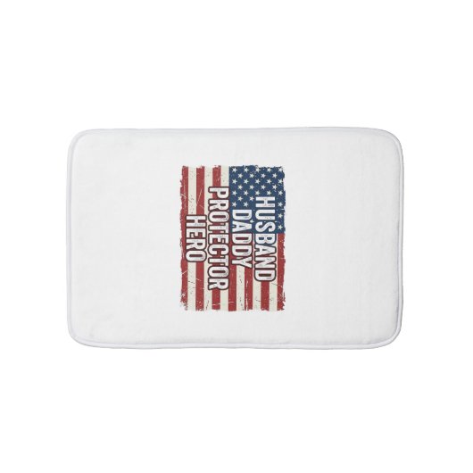Patriottische man papa beschermer held vlag shirt badmat (Voorkant)