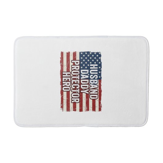Patriottische man papa beschermer held vlag shirt  badmat (Voorkant)