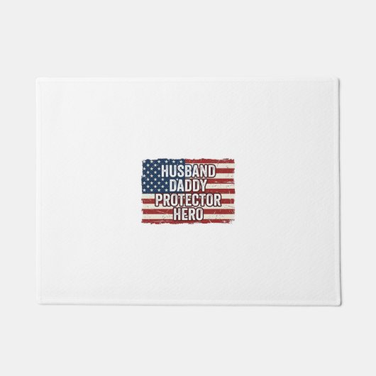 Patriottische man papa beschermer held vlag shirt  deurmat (Voorkant)