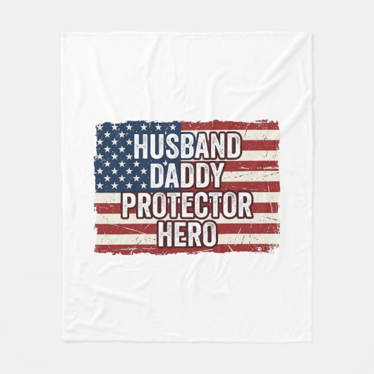 Patriottische man papa beschermer held vlag shirt fleece deken (Voorkant)