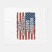 Patriottische man papa beschermer held vlag shirt fleece deken (Voorkant (Horizontaal))