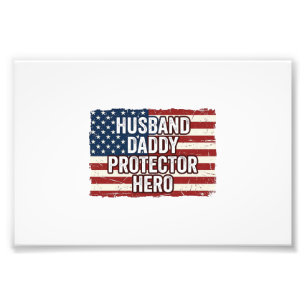 Patriottische man papa beschermer held vlag shirt  foto afdruk