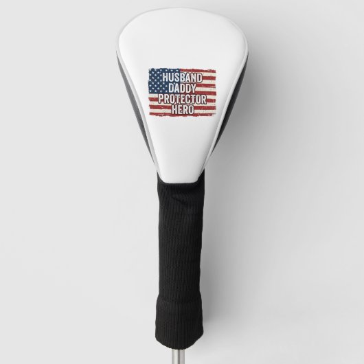 Patriottische man papa beschermer held vlag shirt golfheadcover (Voorkant)