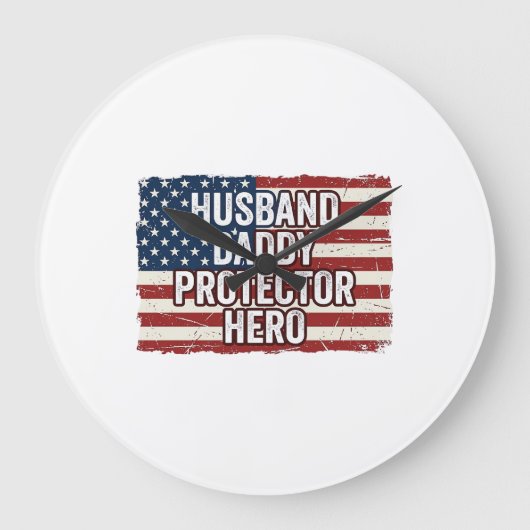 Patriottische man papa beschermer held vlag shirt grote klok (Voorkant)