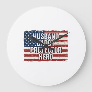 Patriottische man papa beschermer held vlag shirt  grote klok