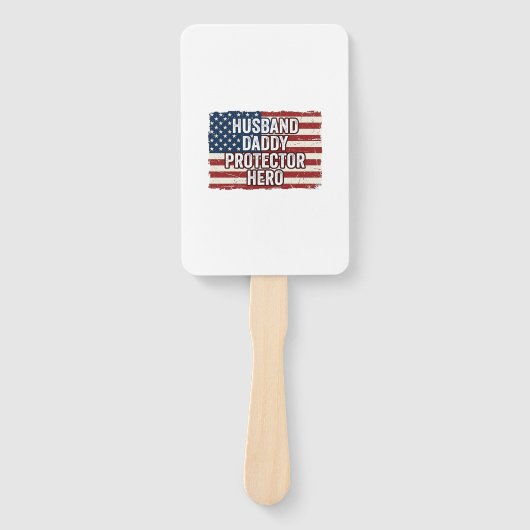 Patriottische man papa beschermer held vlag shirt handwaaier (Voorkant)