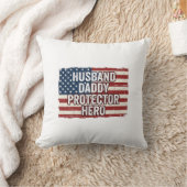 Patriottische man papa beschermer held vlag shirt  kussen (Deken)