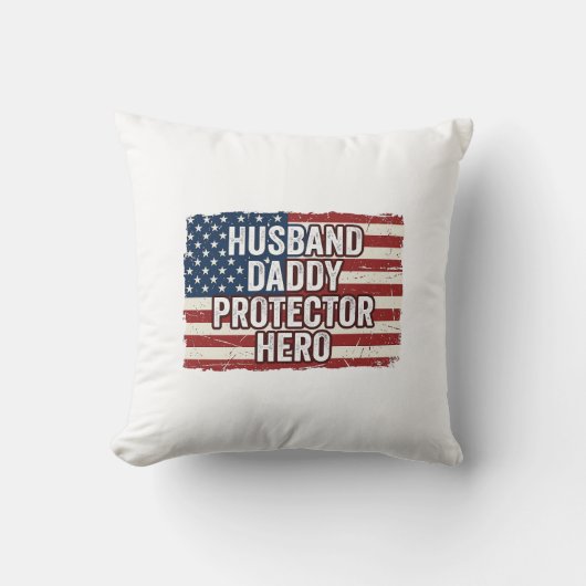 Patriottische man papa beschermer held vlag shirt  kussen (Voorkant)
