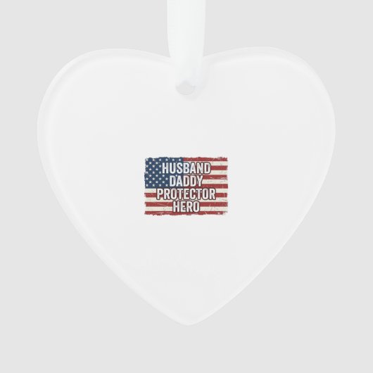 Patriottische man papa beschermer held vlag shirt ornament (voorkant)
