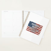 Patriottische man papa beschermer held vlag shirt  planner (Display)