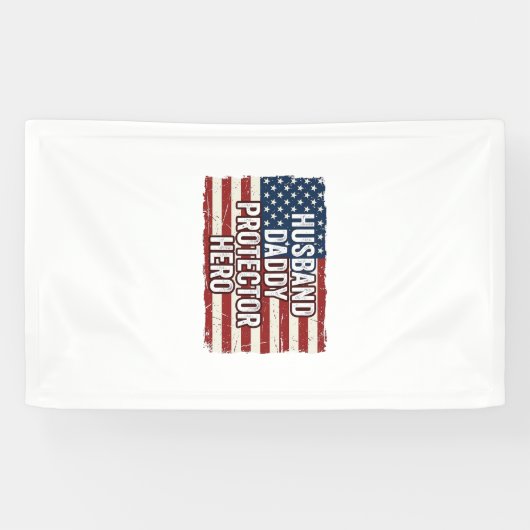 Patriottische man papa beschermer held vlag shirt spandoek (Horizontaal)