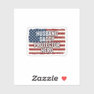 Patriottische man papa beschermer held vlag shirt sticker