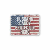 Patriottische man papa beschermer held vlag shirt sticker (Voorkant)