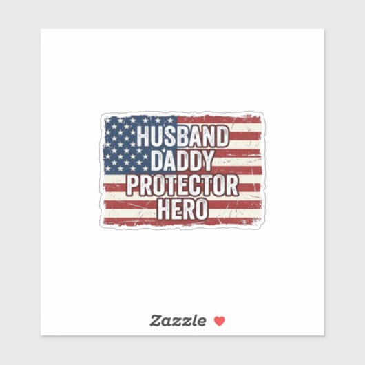 Patriottische man papa beschermer held vlag shirt sticker (Vel)