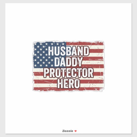 Patriottische man papa beschermer held vlag shirt sticker (Vel)