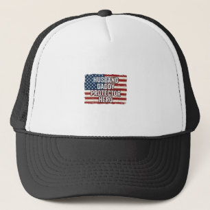 Patriottische man papa beschermer held vlag shirt  trucker pet