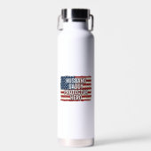 Patriottische man papa beschermer held vlag shirt waterfles (Voorkant)