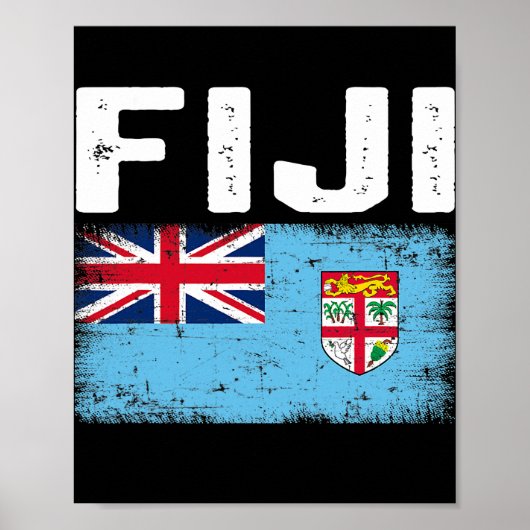 Patriottische Mannen Vrouwen Kind Fiji Vlag onder  Poster (Voorkant)